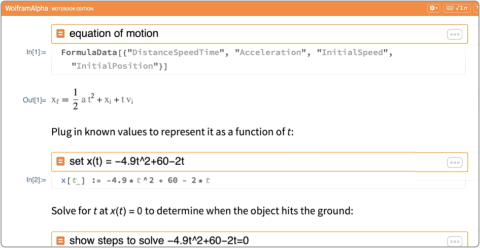 Wolfram|Alpha Notebook Edition screenshot