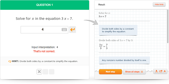 Practice problems with Wolfram Problem Generator